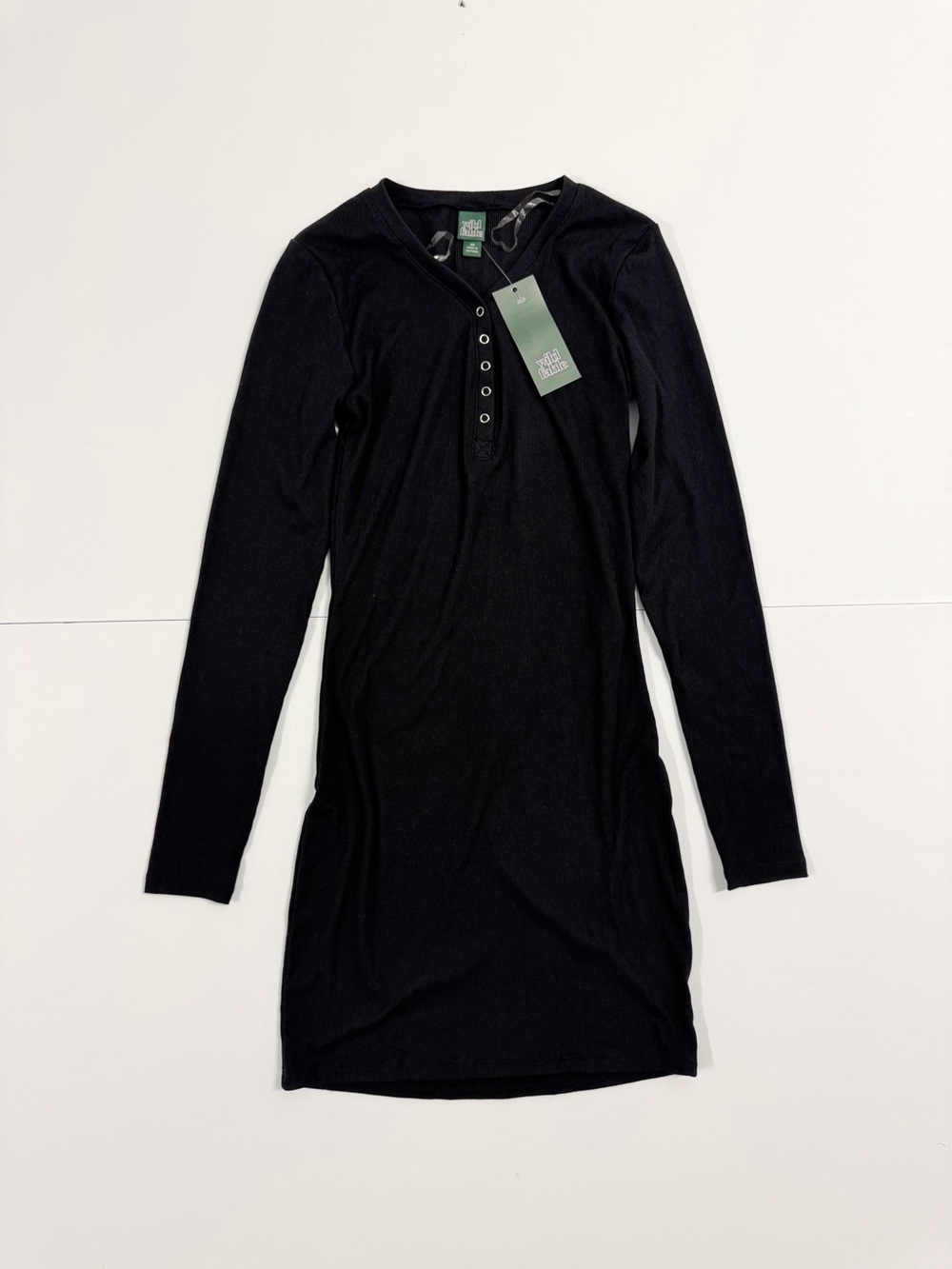 wild fable Black Long Sleeve Henley Dress